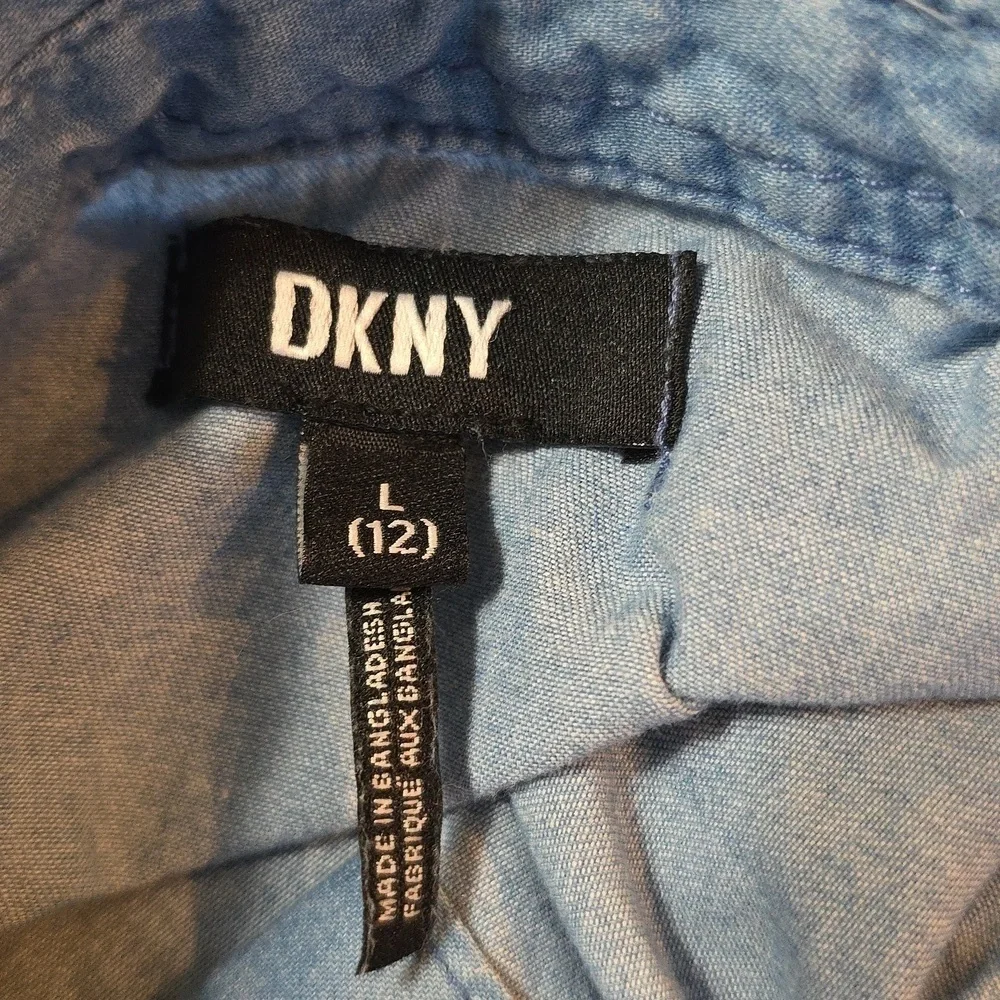 DKNY Chambray Button-Down Dress- Girls Size L